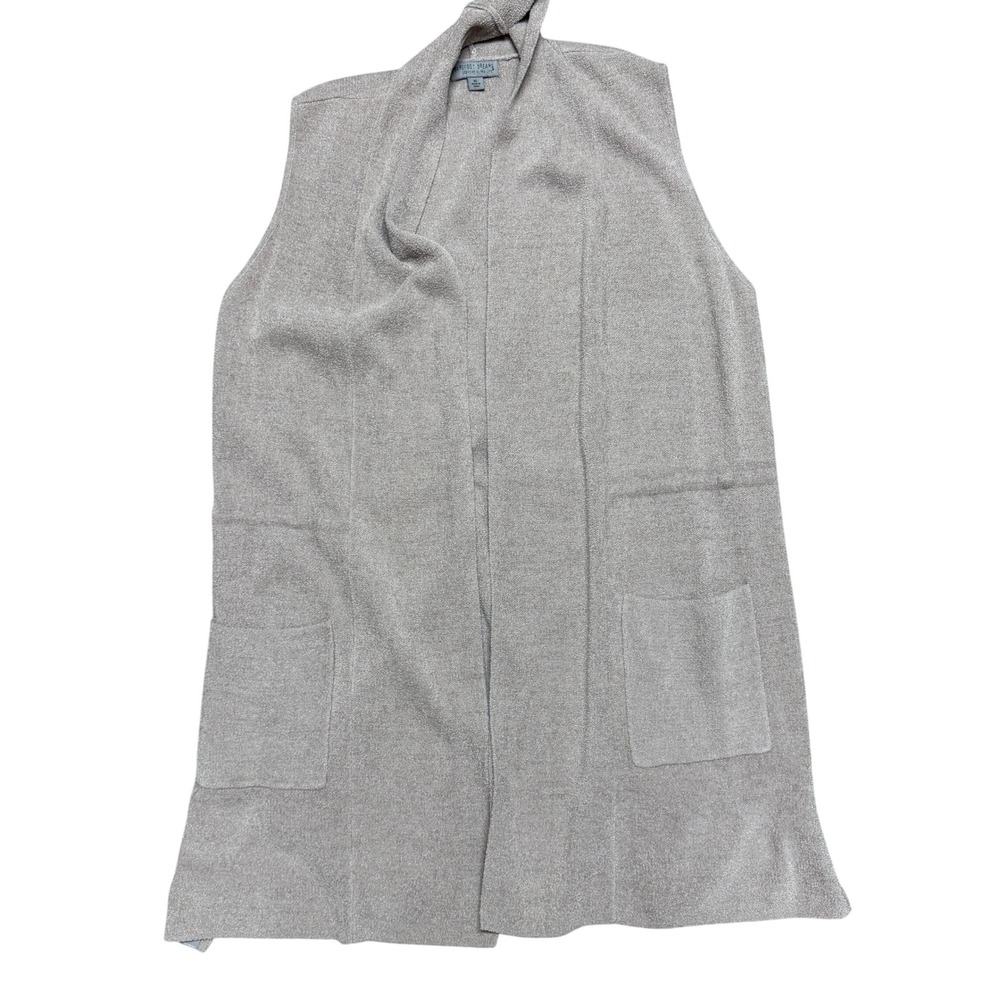 Barefoot Dreams CozyChic Ultra Lite Long Vest Gray XL Open Front Pockets